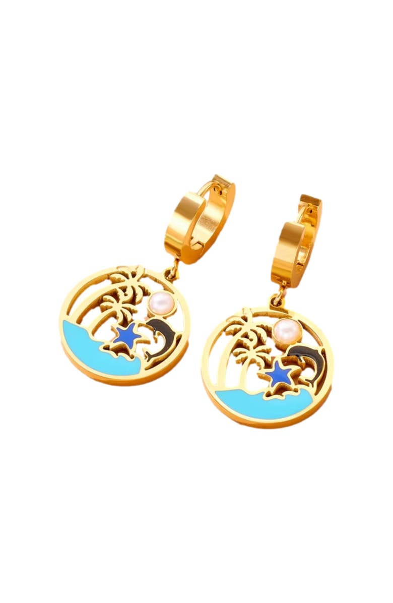 Hollywood Sensation Coastal Magic Turquoise Earrings, Alternate, color, Gold