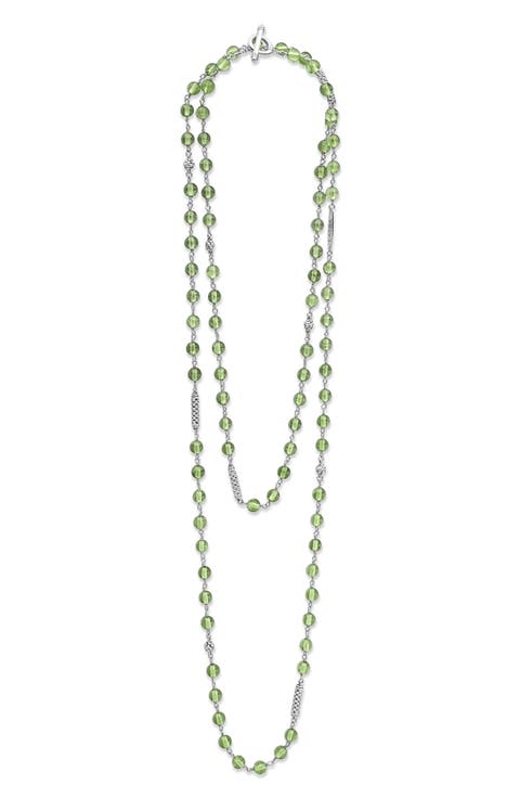 Caviar Icon Peridot Bead Layered Toggle Necklace