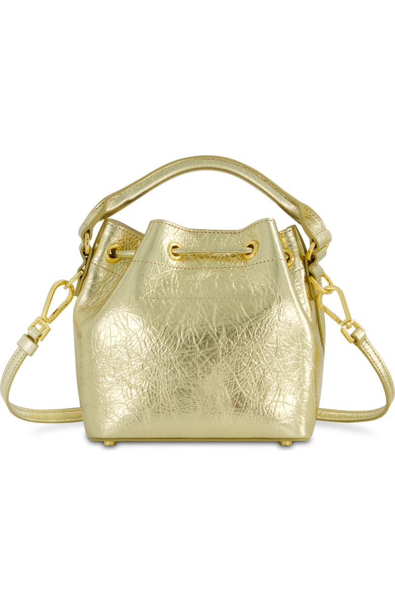 Mac Duggal Crinkle Metallic Leather Bucket Handbag, Alternate, color,