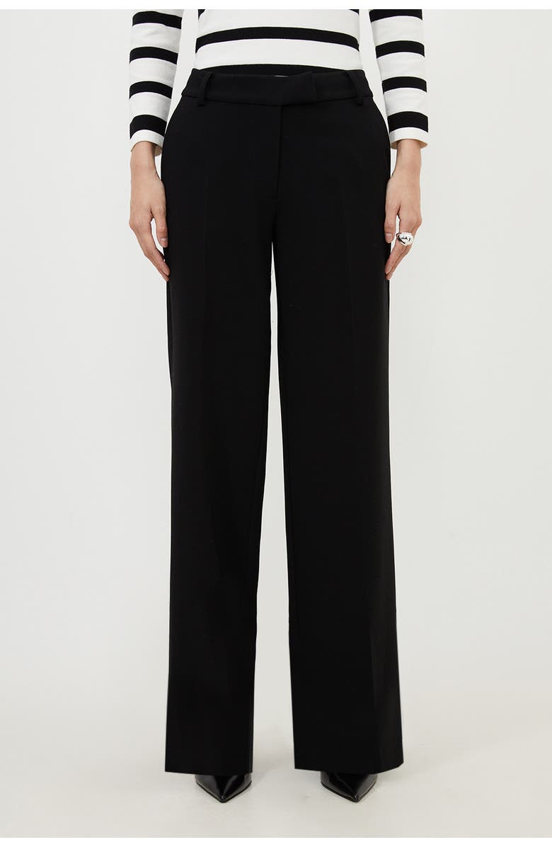 Karen Millen Petite Tailored Straight Leg Pants, Main, color, Black