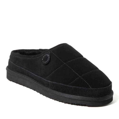 Dearfoams Fireside Grafton Quilted Genuine Shearling Clog Slipper In Black