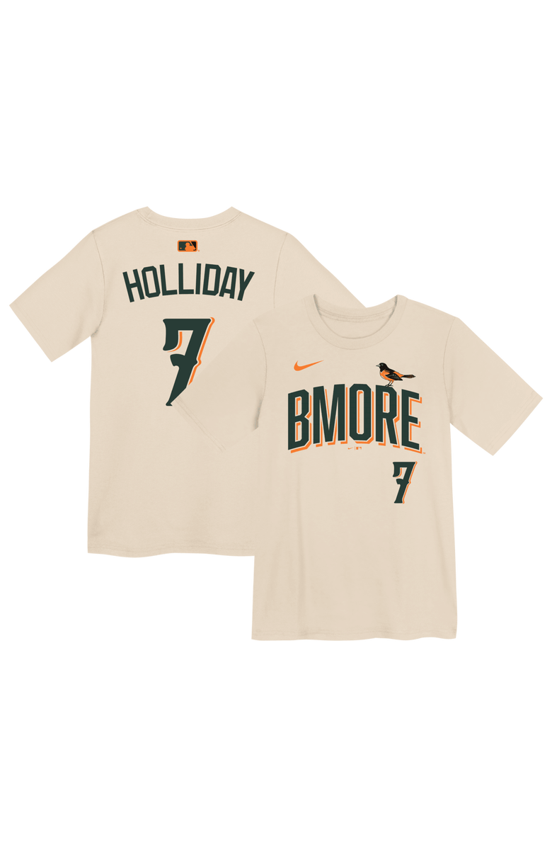 Nike Preschool Nike Jackson Holliday Cream Baltimore Orioles 2026 City Connect Name & Number T-Shirt, Main, color, Cream