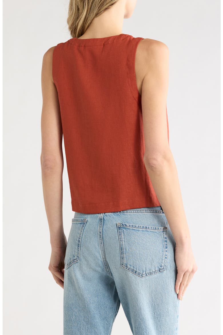 Sleeveless Linen Blend Button-Up Shirt, Alternate, color, PICANTE