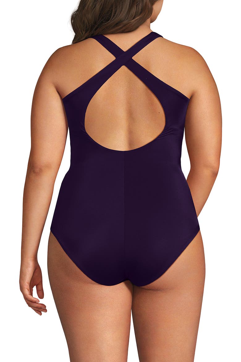 Tugless Contour One Piece, Alternate, color, Blackberry/Pink Colorblock