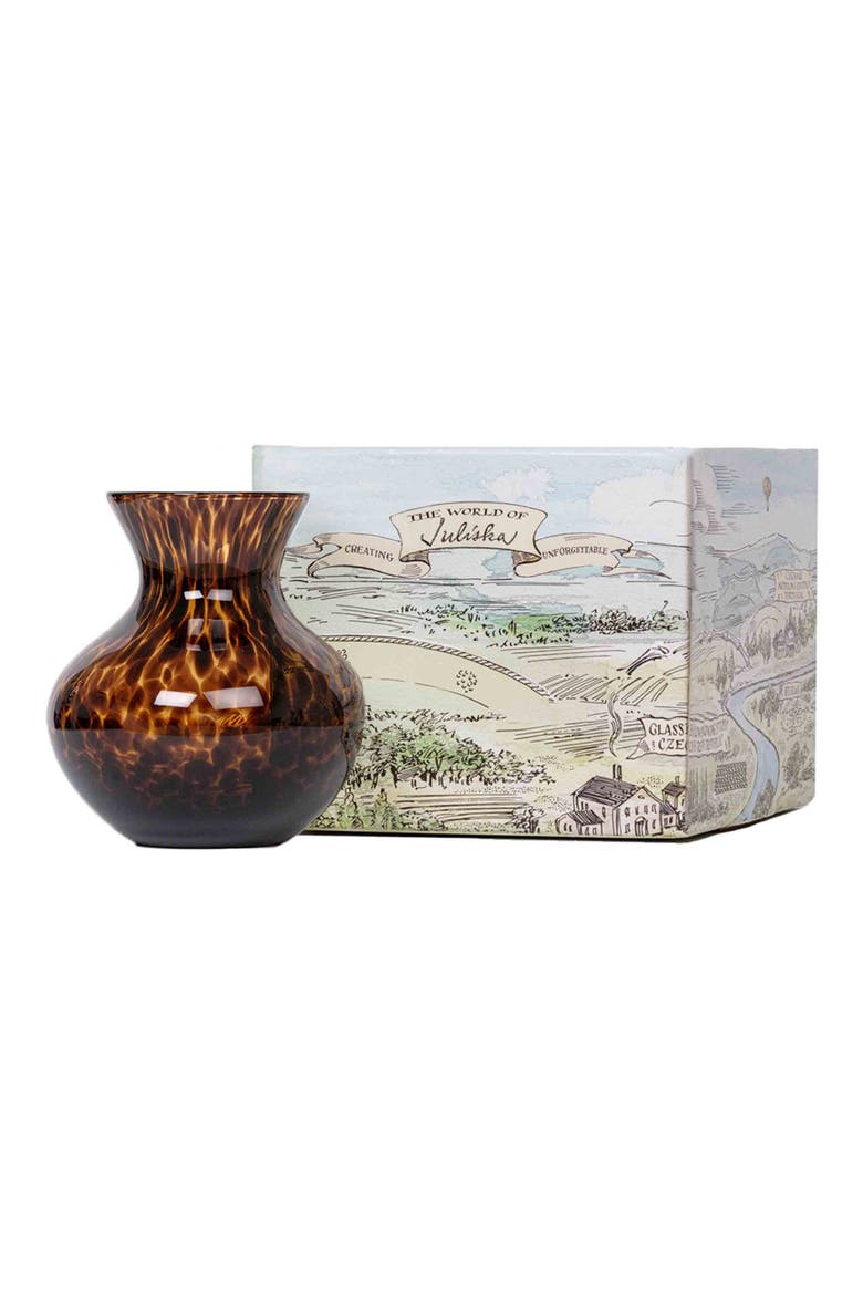 Puro 6-Inch Tortoiseshell Pattern Glass Vase, Alternate, color, BROWN