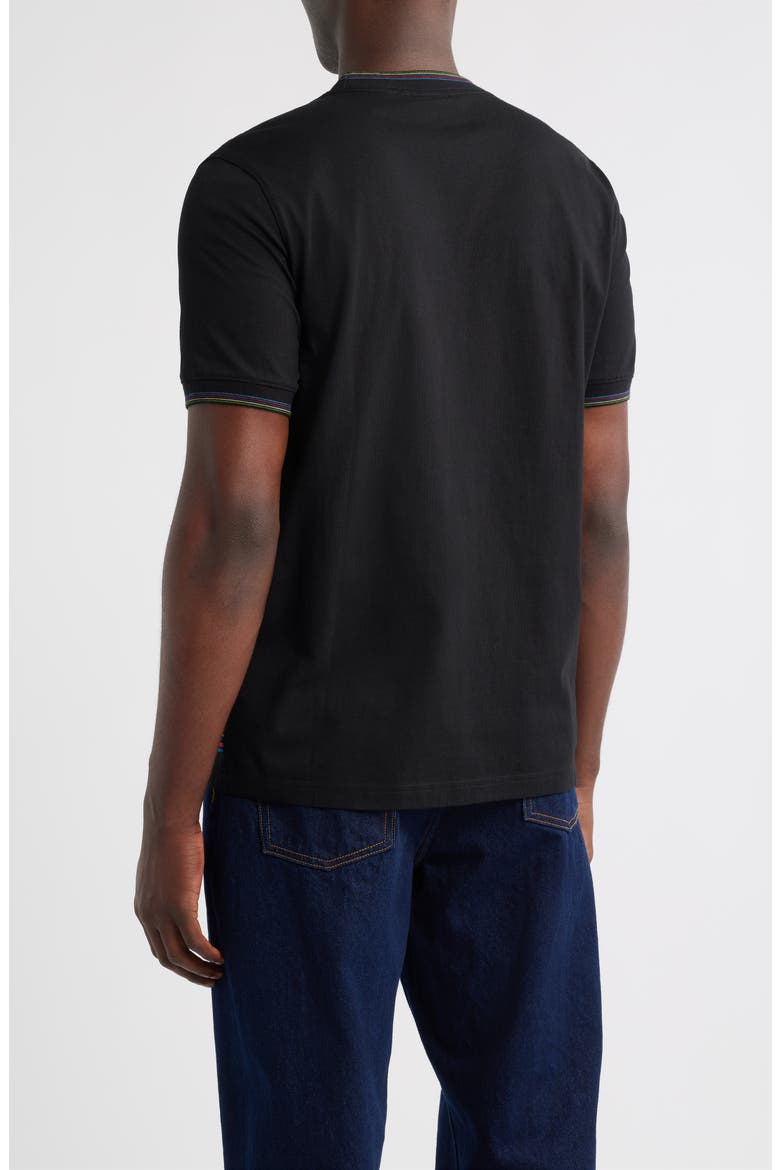Sport Stripe Tipped Cotton T-Shirt, Alternate, color, BLACK
