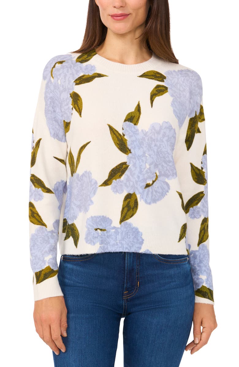 CeCe Hydrangea Sweater, Main, color, New Ivory