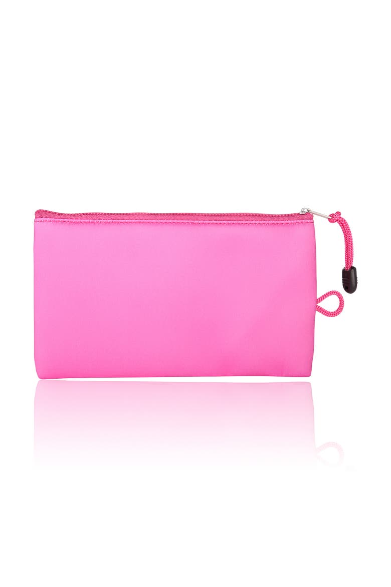 Pink Neoprene Zip Pouch Makeup Bag for Travel, Alternate, color, Pink