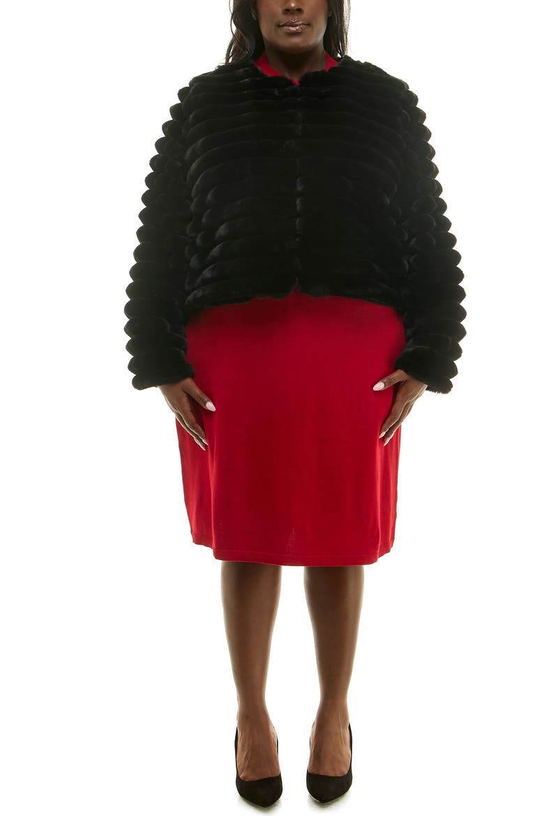 Faux Fur Bolero Jacket, Alternate, color, BLACK
