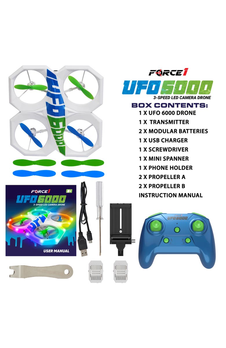 Force1 UFO 6000 Mini RC Stunt Aerial Drone, Alternate, color, White