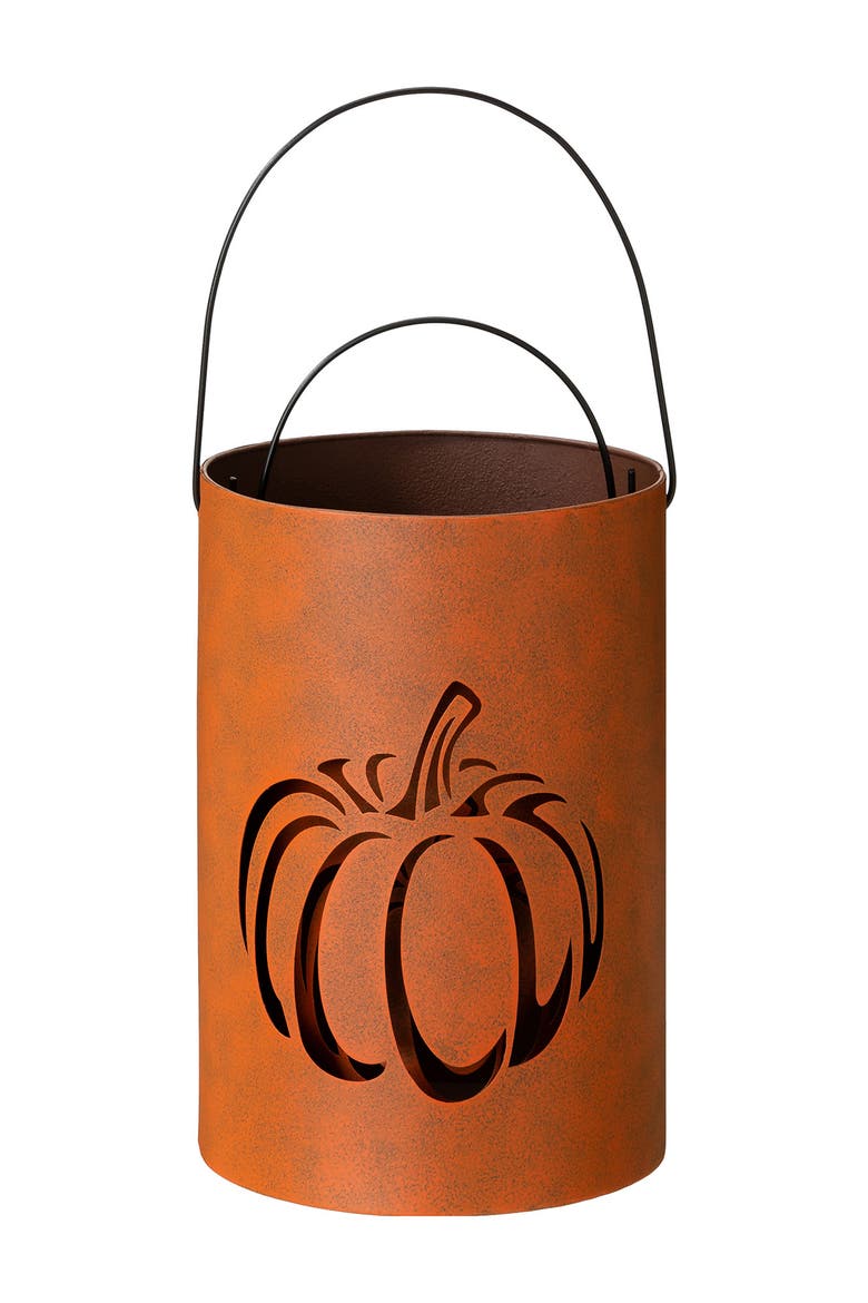 Set 2 of Metal Cutout Pumpkin Bucket, Alternate, color, Orange