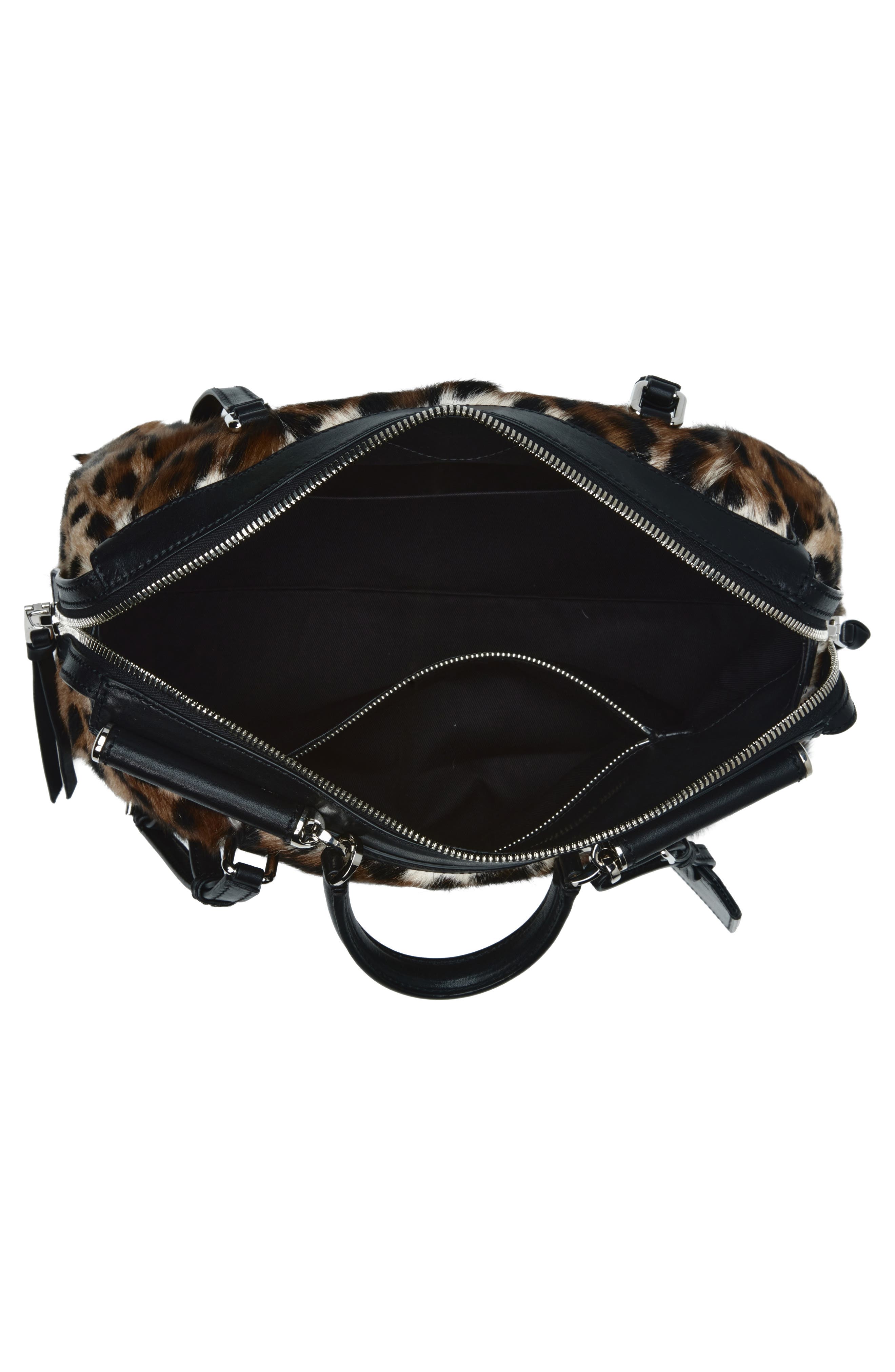 Dolce&Gabbana Rumble Leopard Print Genuine Calf Hair Satchel, Alternate, color, 89738 Leo/ Nero