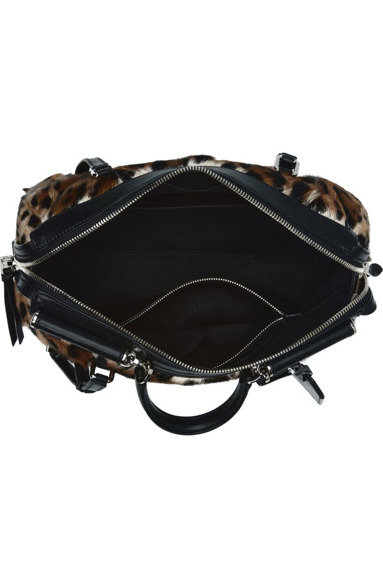 Dolce&Gabbana Rumble Leopard Print Genuine Calf Hair Satchel, Alternate, color, 89738 Leo/ Nero