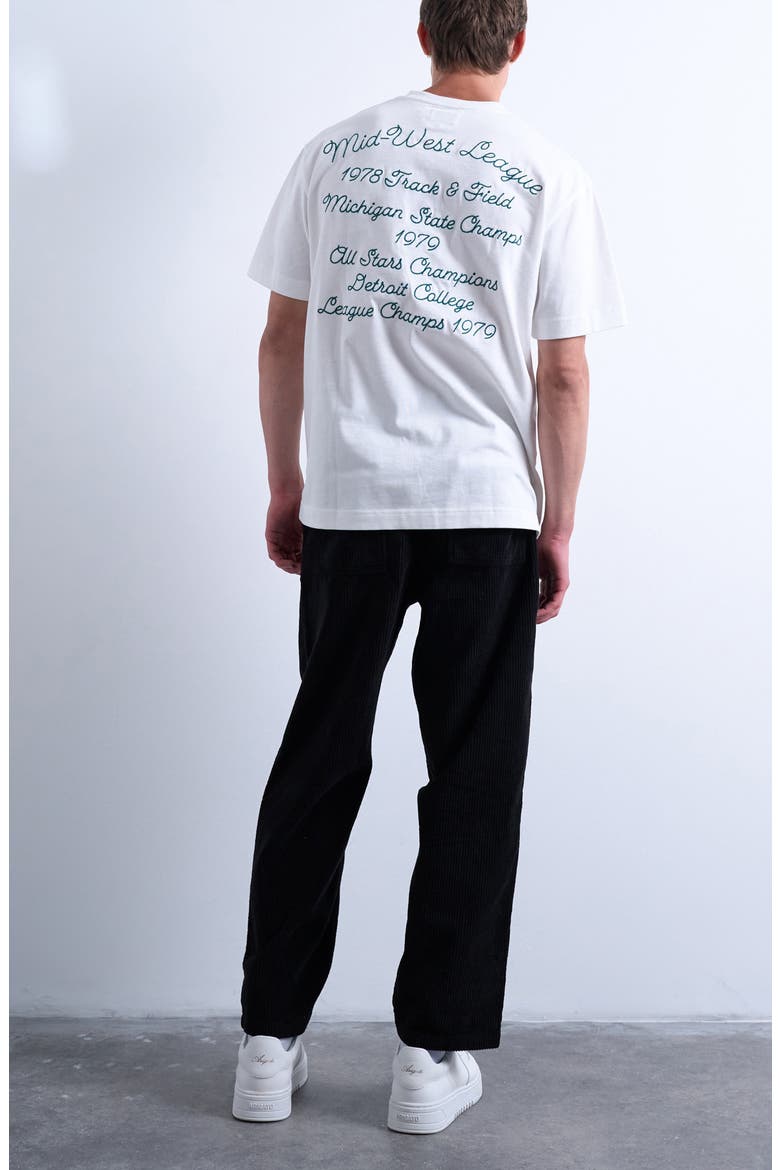 Flat Front Tapered Cotton Corduroy Pants, Alternate, color, BLACK