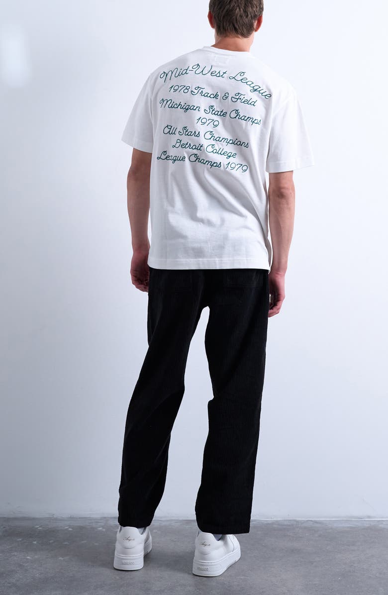 Topman Flat Front Tapered Cotton Corduroy Pants, Alternate, color, Black