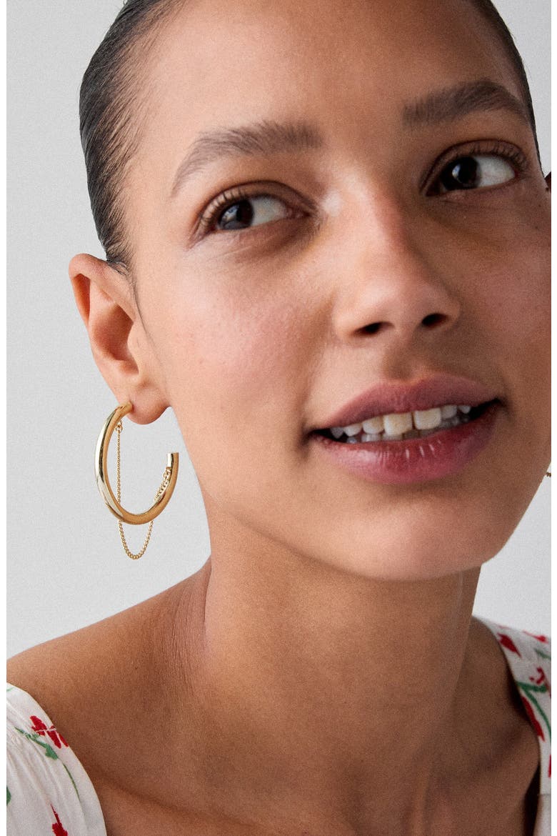 chain reaction hoop earrings, Alternate, color, CREAM.