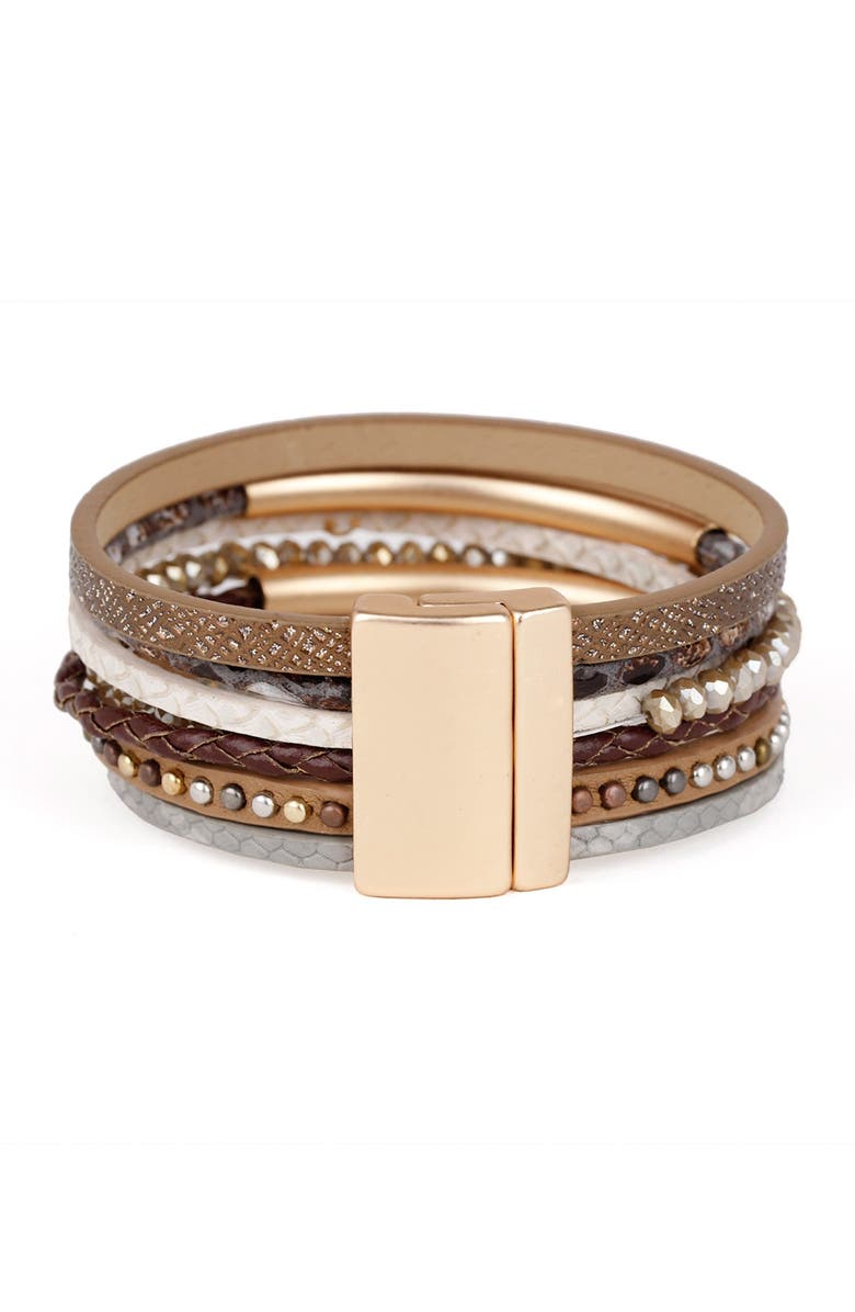 SAACHI Bronze Madrid Multi-Strand Leather Bracelet, Alternate, color,