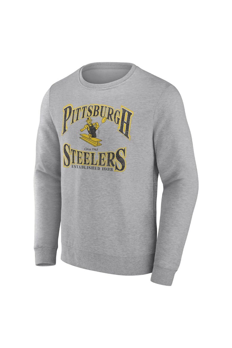 Men's Fanatics Branded Heather Gray Pittsburgh Steelers Playability Pullover Sweatshirt, Alternate, color, Heather Gray
