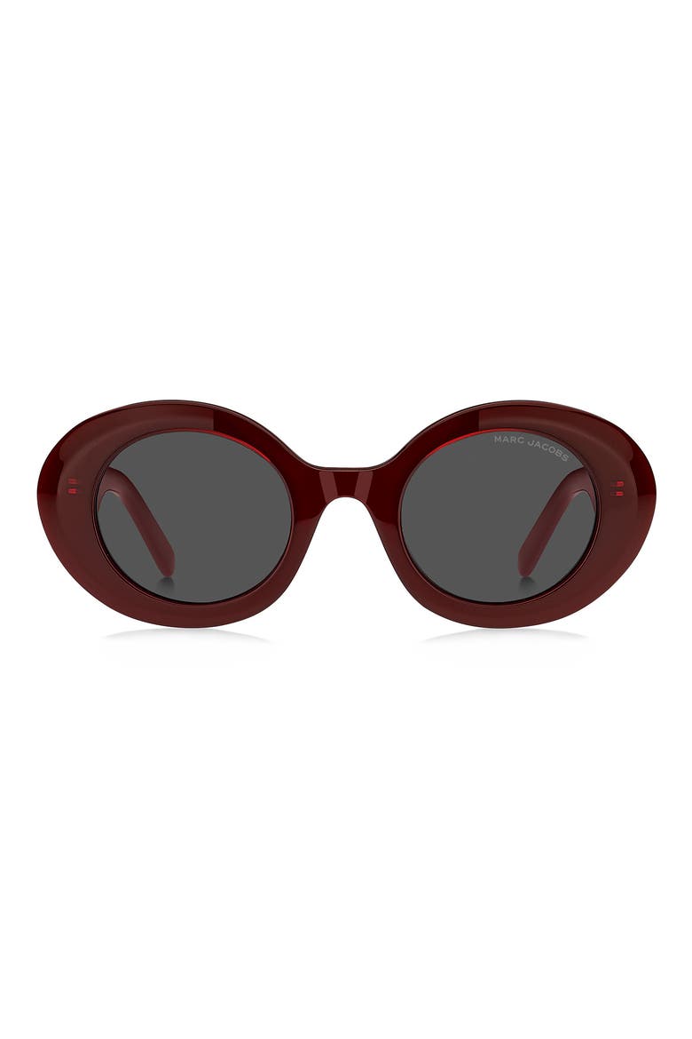 47mm Round Sunglasses, Main, color, BURGUNDY RED