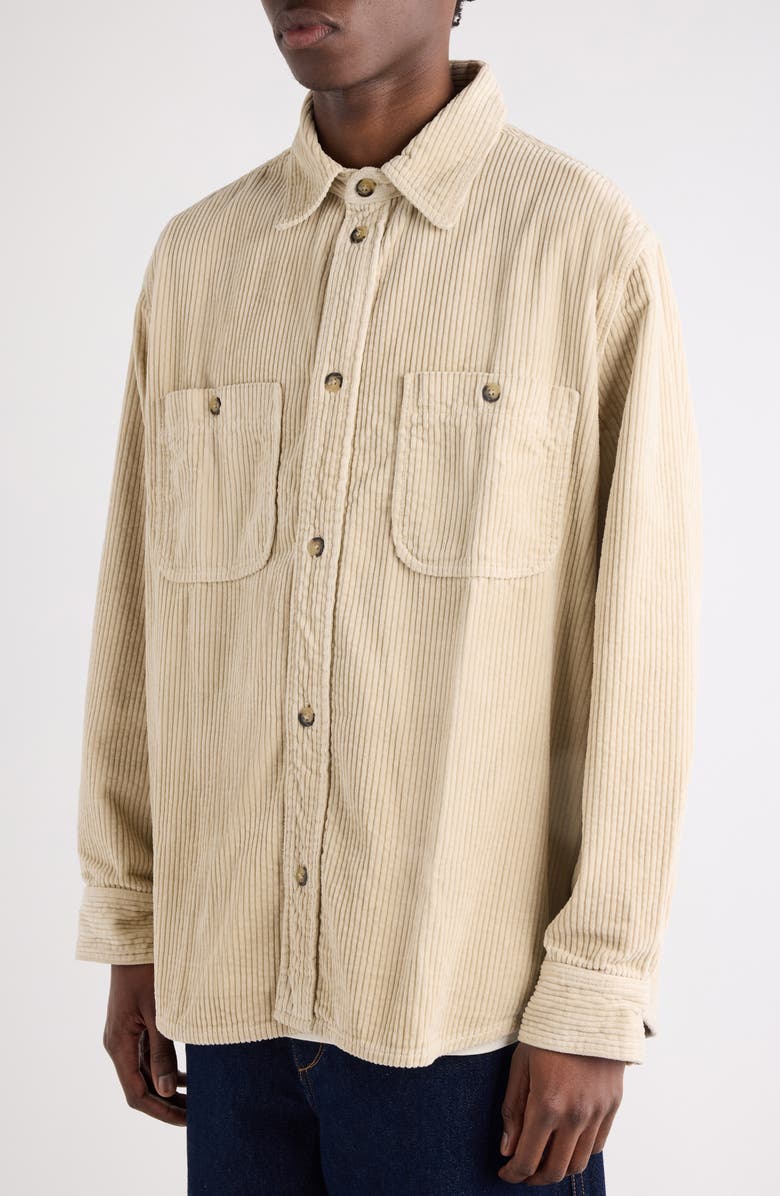 Isabel Marant Nario Cotton Corduroy Button-Up Overshirt, Alternate, color, Ecru