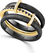 EFFY Two-Tone Sapphire & Diamond Stacked Triple Band Ring