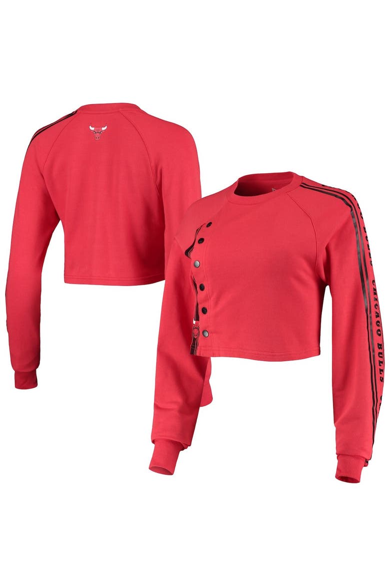 Women's Qore Red Chicago Bulls Cozy Team Crop Long Sleeve T-Shirt, Main, color, Red