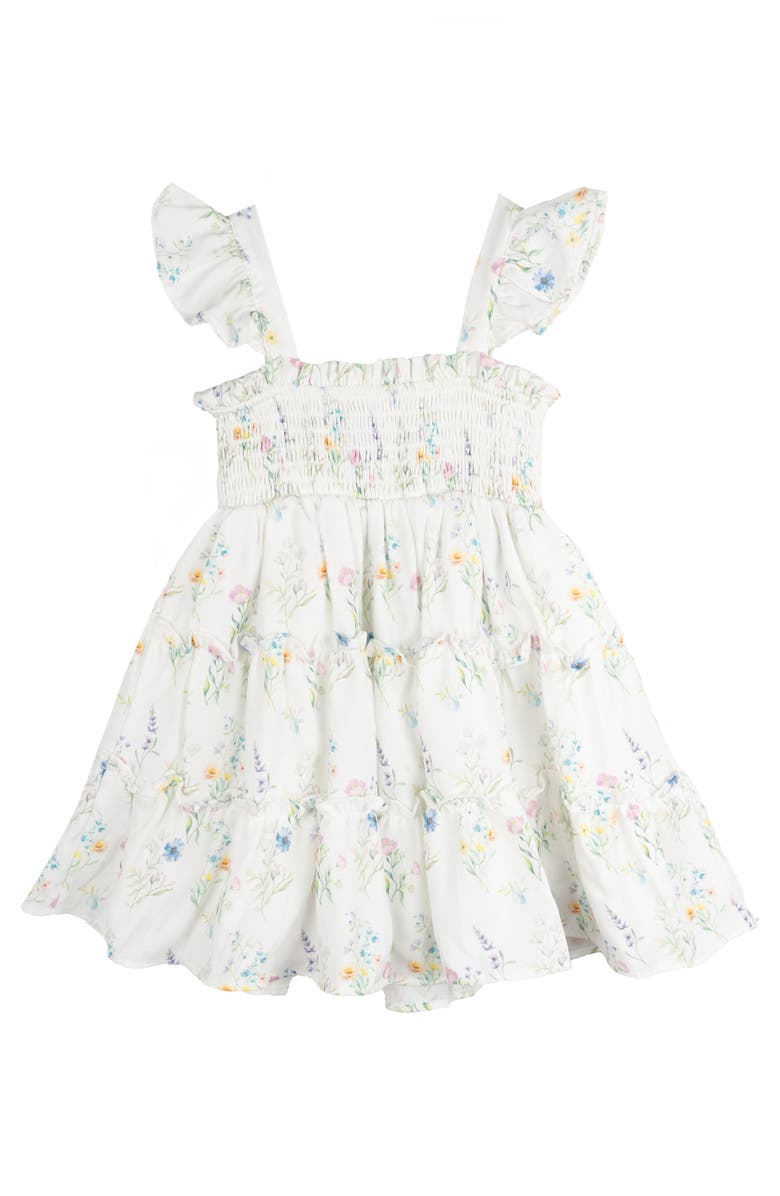 Rare Editions Smocked Dress & Bloomers Set, Alternate, color, White Floral
