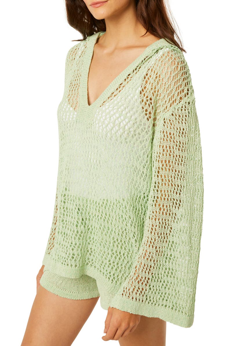 MISA Los Angeles Nami Open Stitch Cotton Hooded Sweater, Main, color,