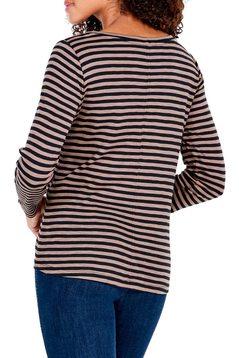 Stripe Cotton & Modal T-Shirt, Alternate, color, BROWN MULTI