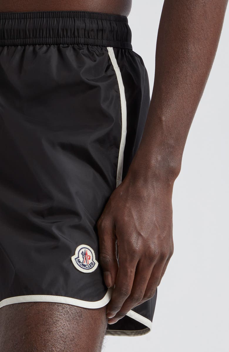 Moncler Logo Patch Nylon Swim Trunks, Alternate, color, 