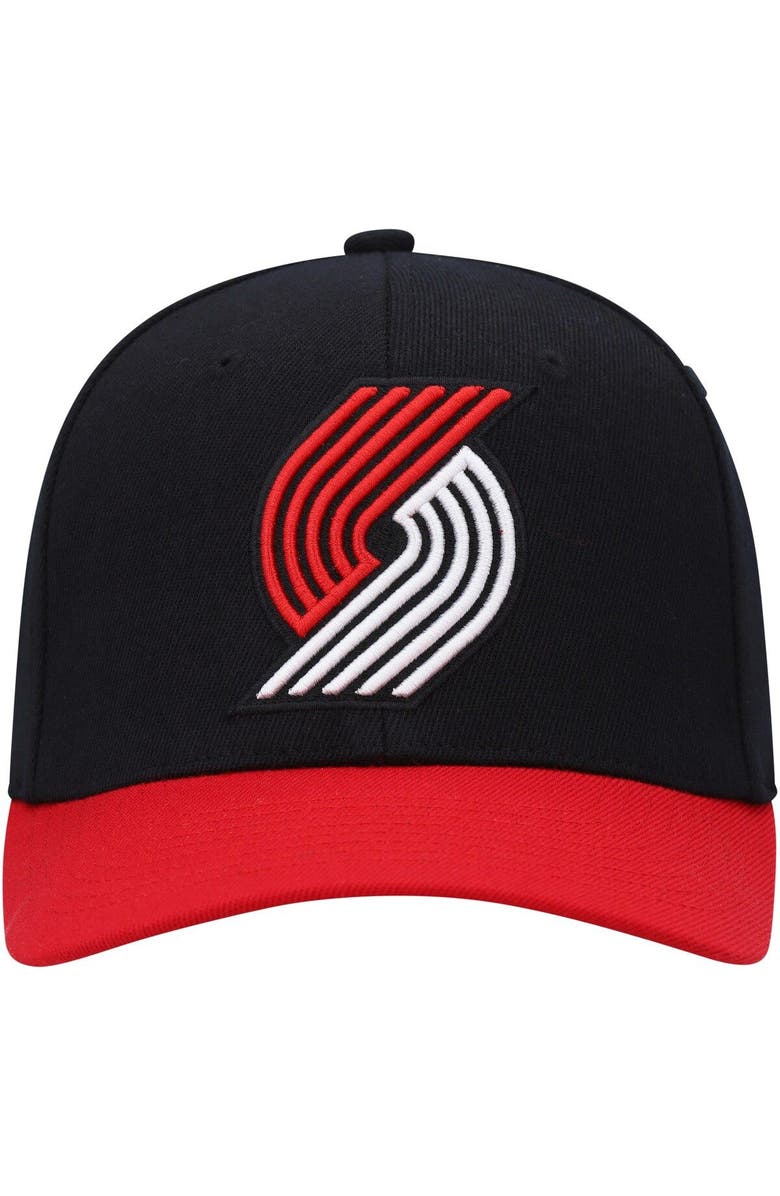 Mitchell & Ness Men's Mitchell & Ness Black/Red Portland Trail Blazers MVP Team Two-Tone 2.0 Stretch-Snapback Hat, Alternate, color,