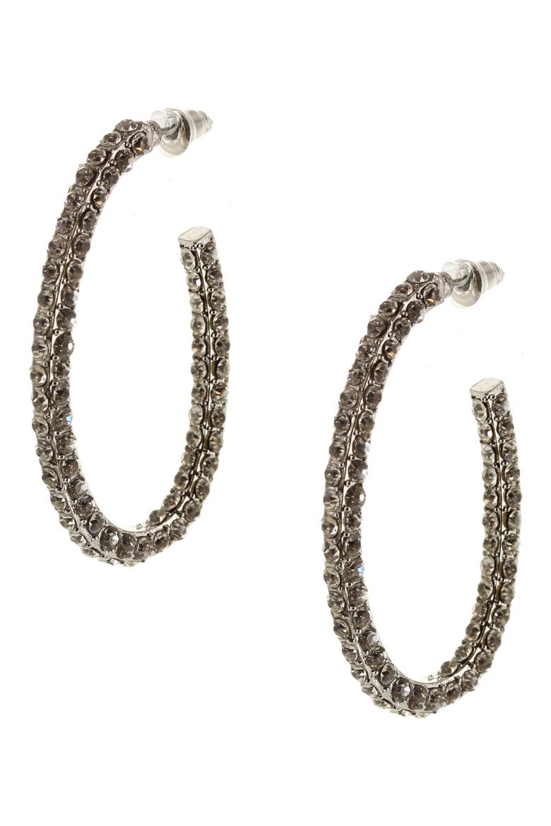 Penelope Crystal Hoop Earrings, Main, color, SILVER