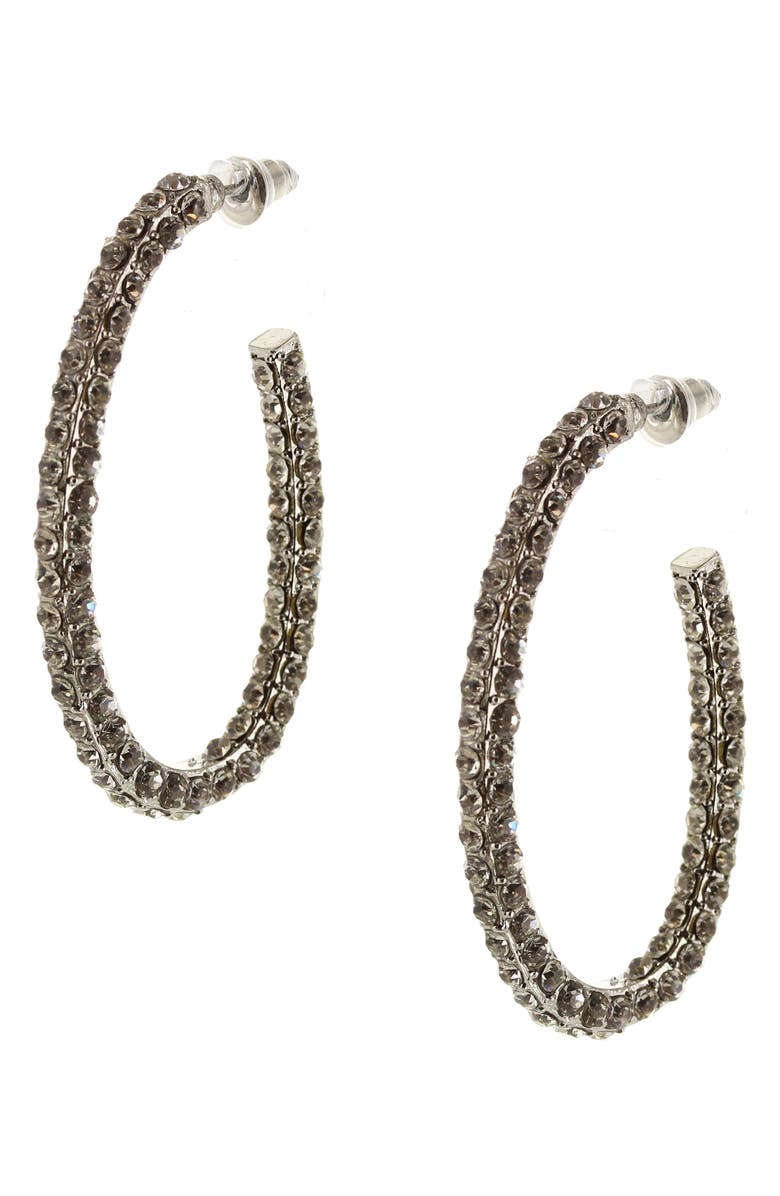 OLIVIA WELLES Penelope Crystal Hoop Earrings, Main, color, Silver