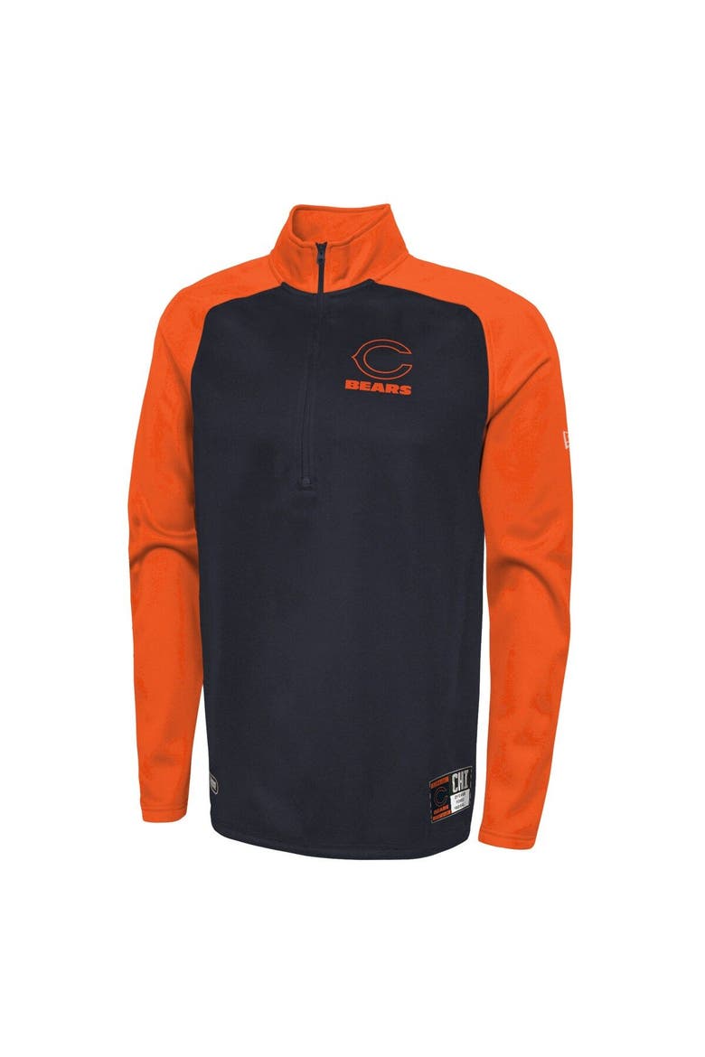 Men's New Era Navy Chicago Bears Combine Authentic O-Line Raglan Half-Zip Jacket, Alternate, color, Navy