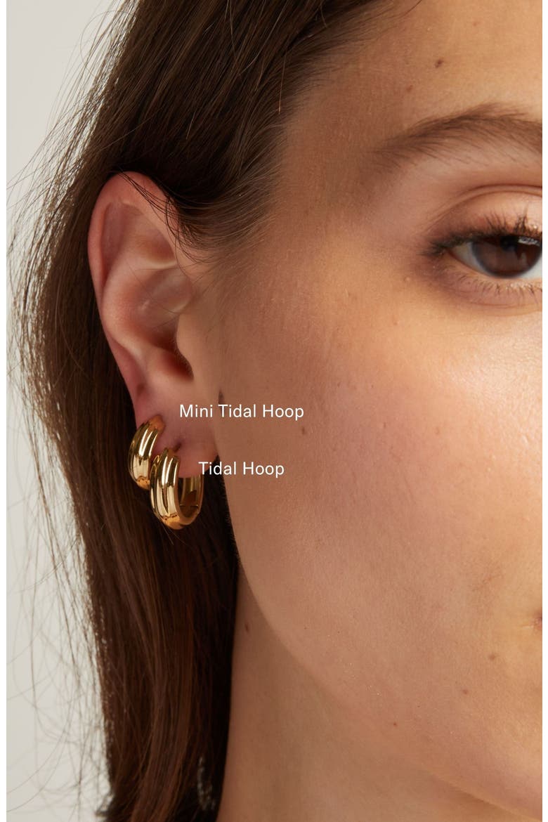 Mini Tidal Hoop Earrings, Alternate, color, Gold Plated Stainless Steel