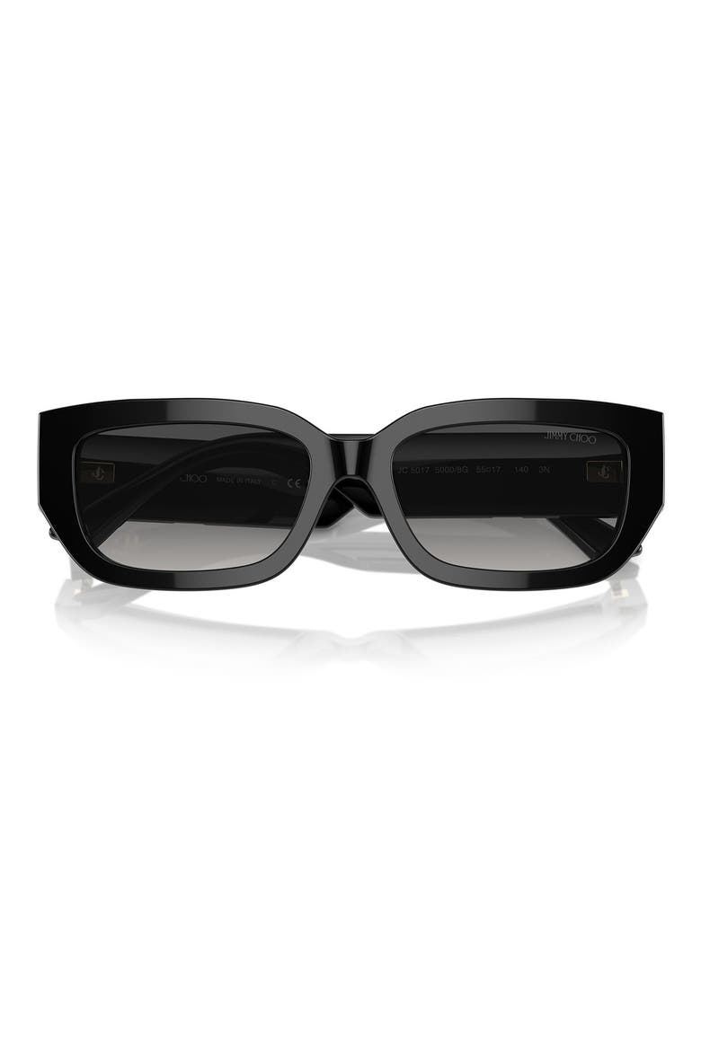 55mm Rectangle Sunglasses, Alternate, color, BLACK