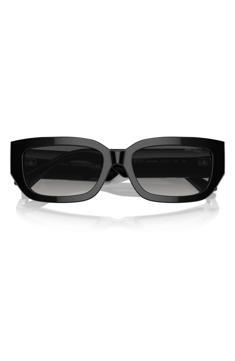 Jimmy Choo 55mm Rectangle Sunglasses, Alternate, color, Black