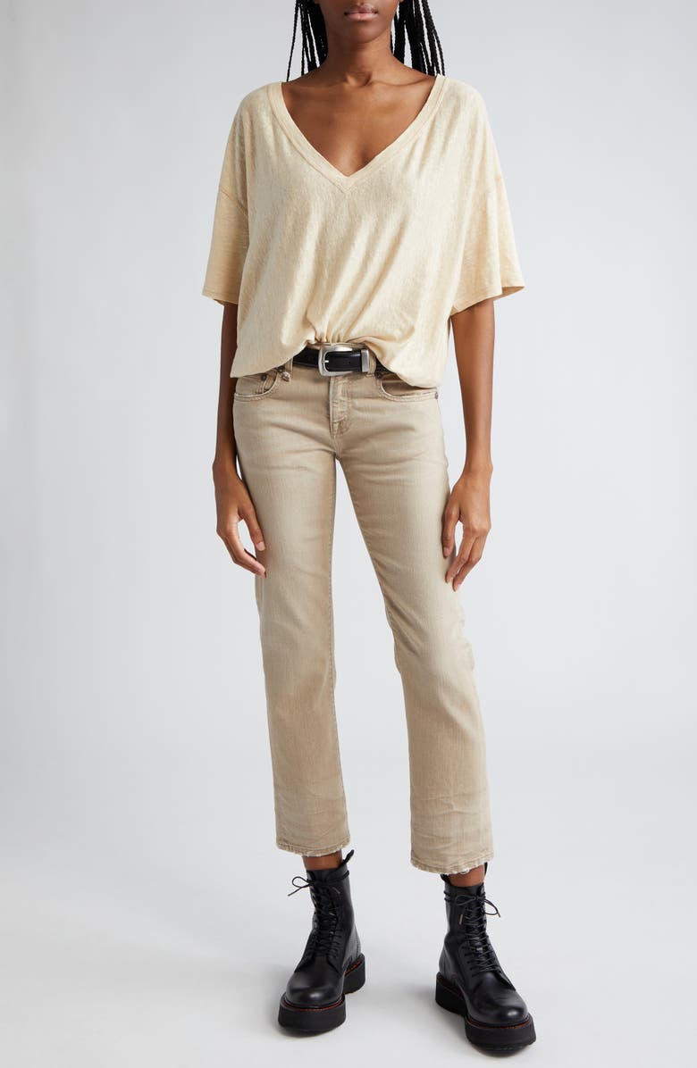 R13 Gathered Hem V-Neck T-Shirt, Alternate, color, 