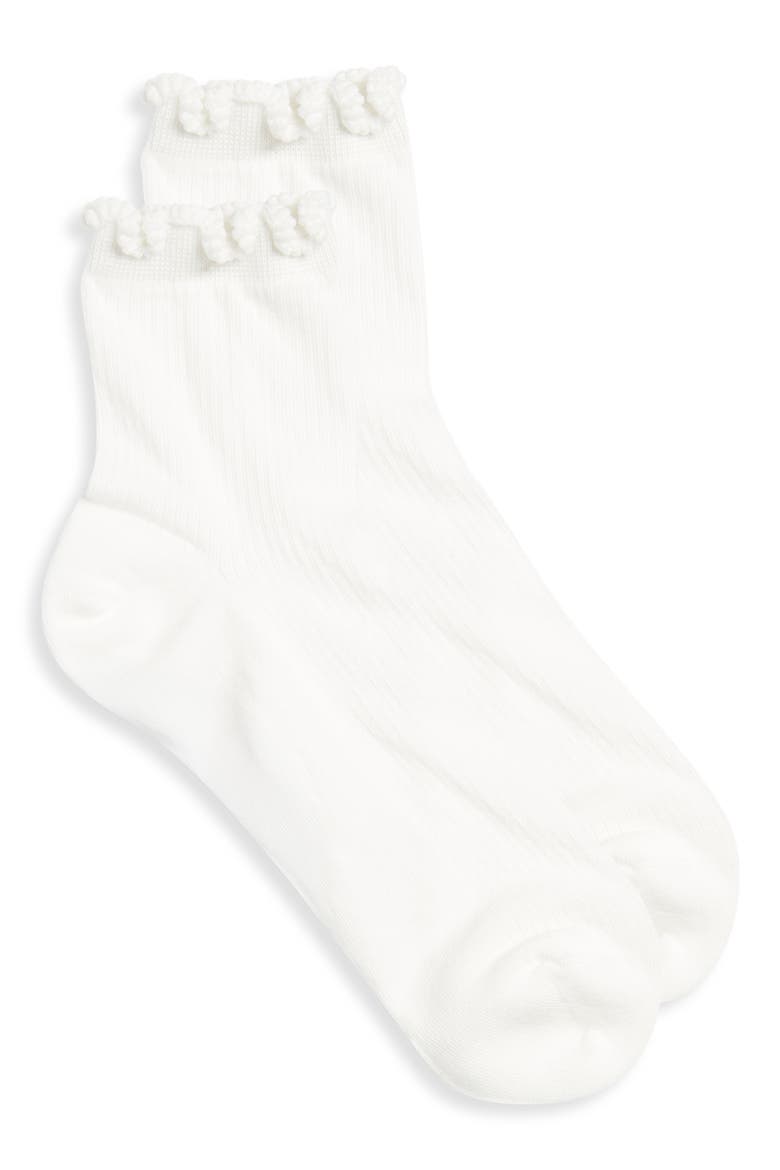 Indie Lettuce Edge Cotton Blend Quarter Socks, Main, color, WHITE