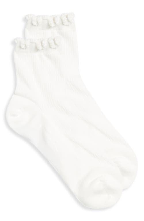 Casa Clara Indie Lettuce Edge Cotton Blend Quarter Socks In White