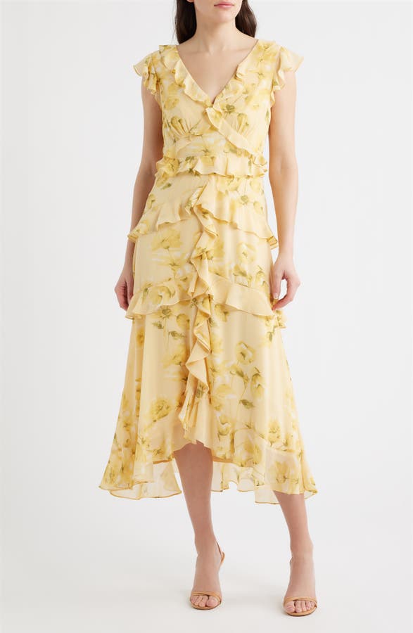 Print Ruffle Midi Dress