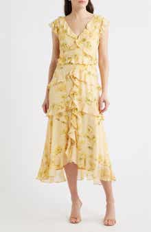 Print Ruffle Midi Dress