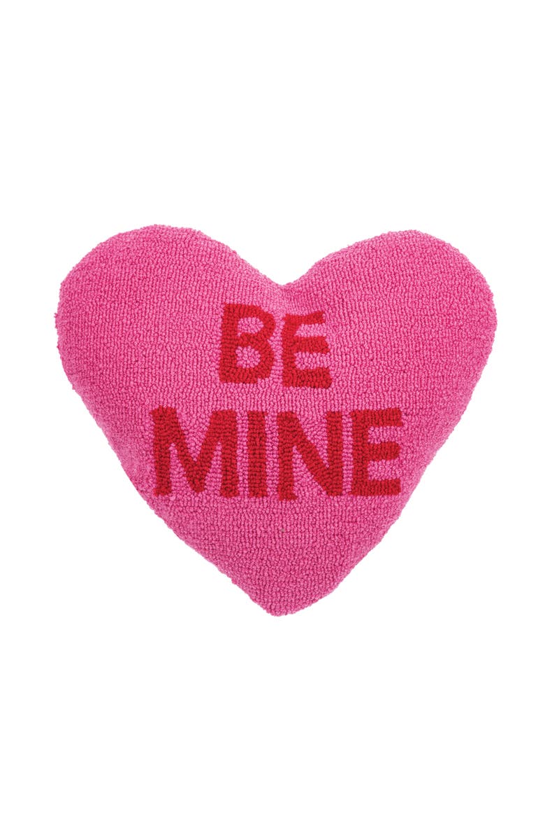 C&F Home "BE MINE" Heart Valentine's Day Hooked Accent Throw Pillow 15" x 17", Main, color, Pink