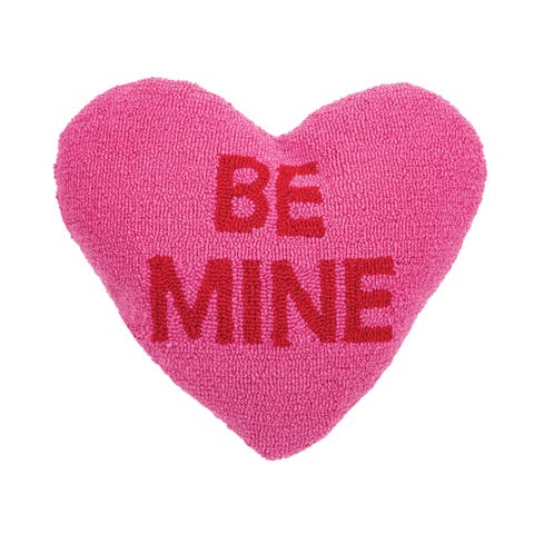 "BE MINE" Heart Valentine's Day Hooked Accent Throw Pillow 15" x 17"