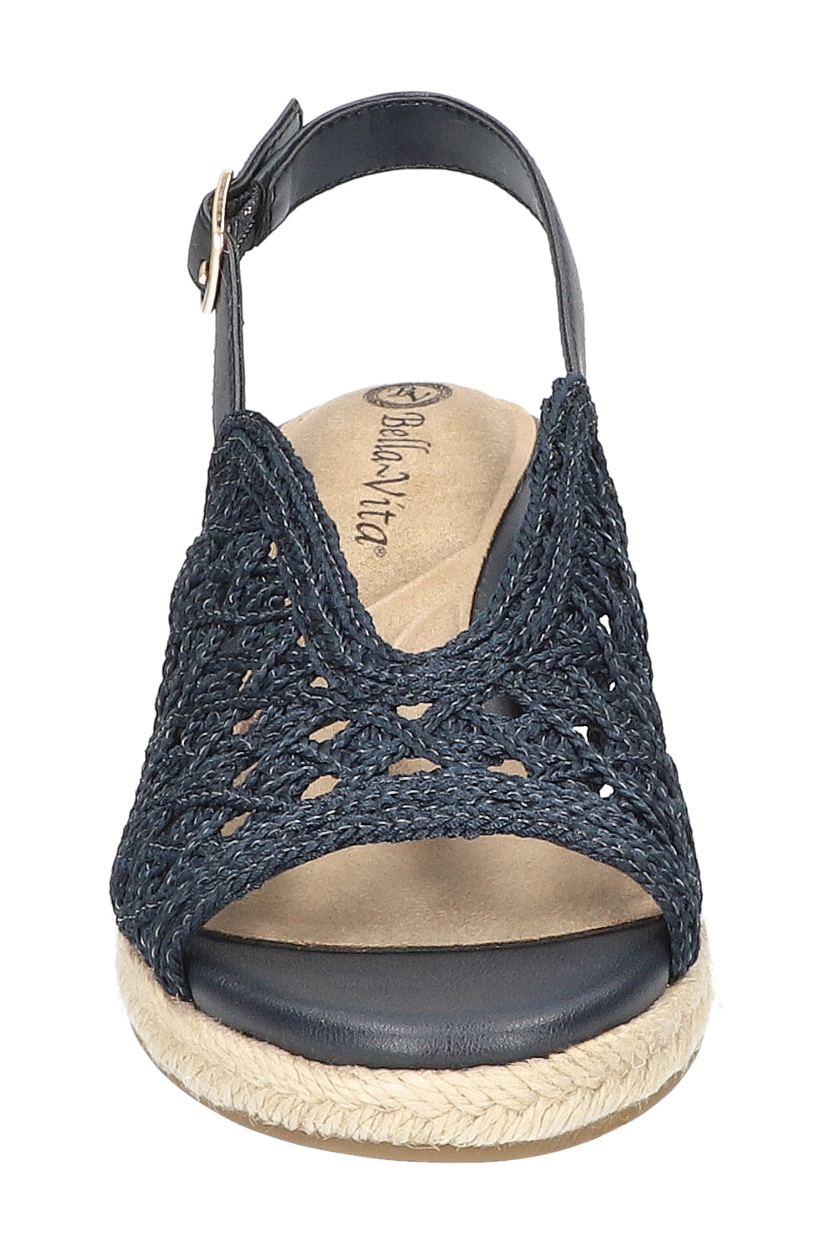 Bethany Slingback Wedge Sandal, Alternate, color, NAVY RAFFIA