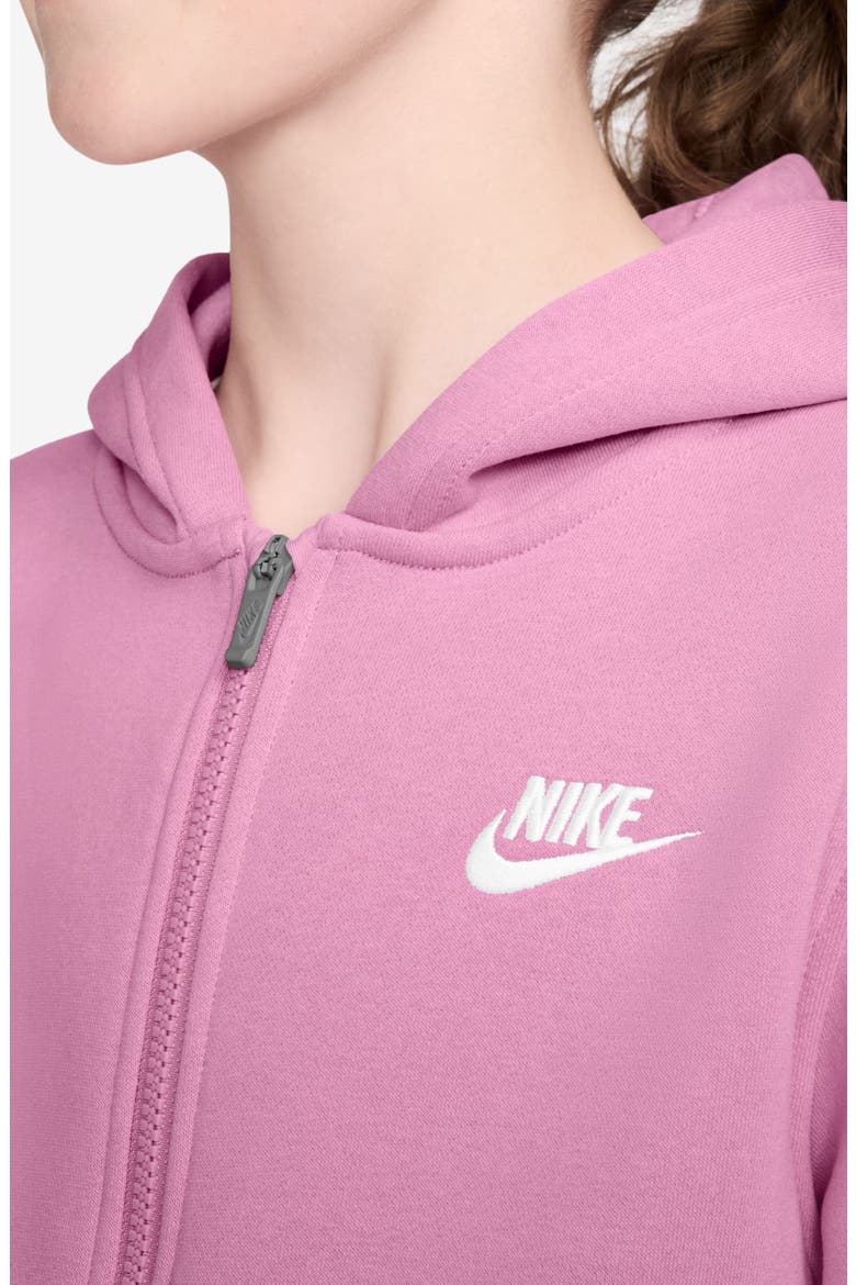 Kids' Club Fleece Zip-Up Hoodie, Alternate, color, PINK RISE/ WHITE