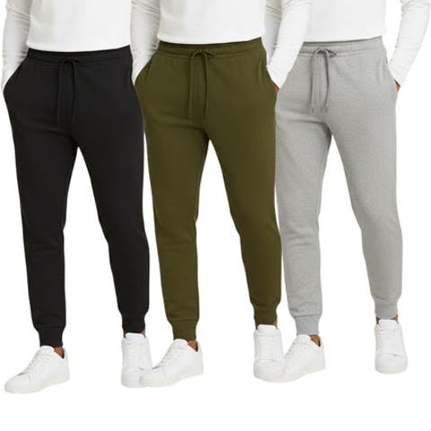 3 Pack Mens Ultra Soft Fleece Joggers Sweatpants
