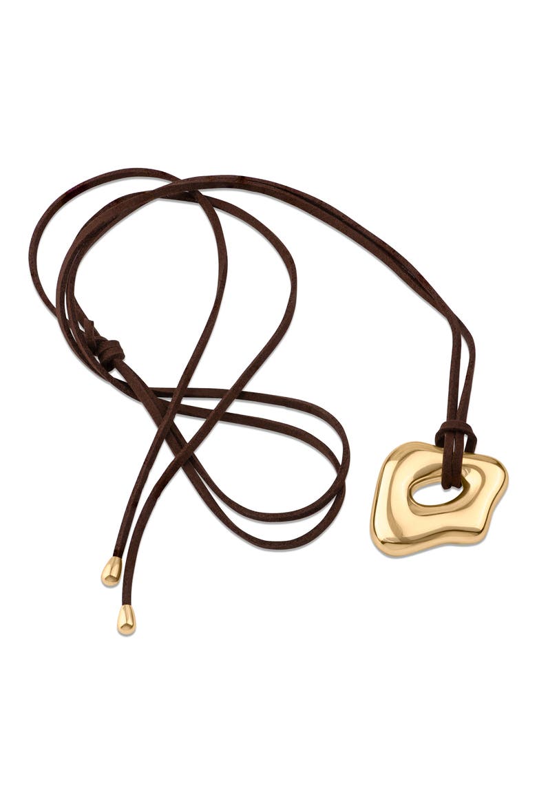 Organic Contour Pendant Necklace, Alternate, color, BROWN/ GOLD