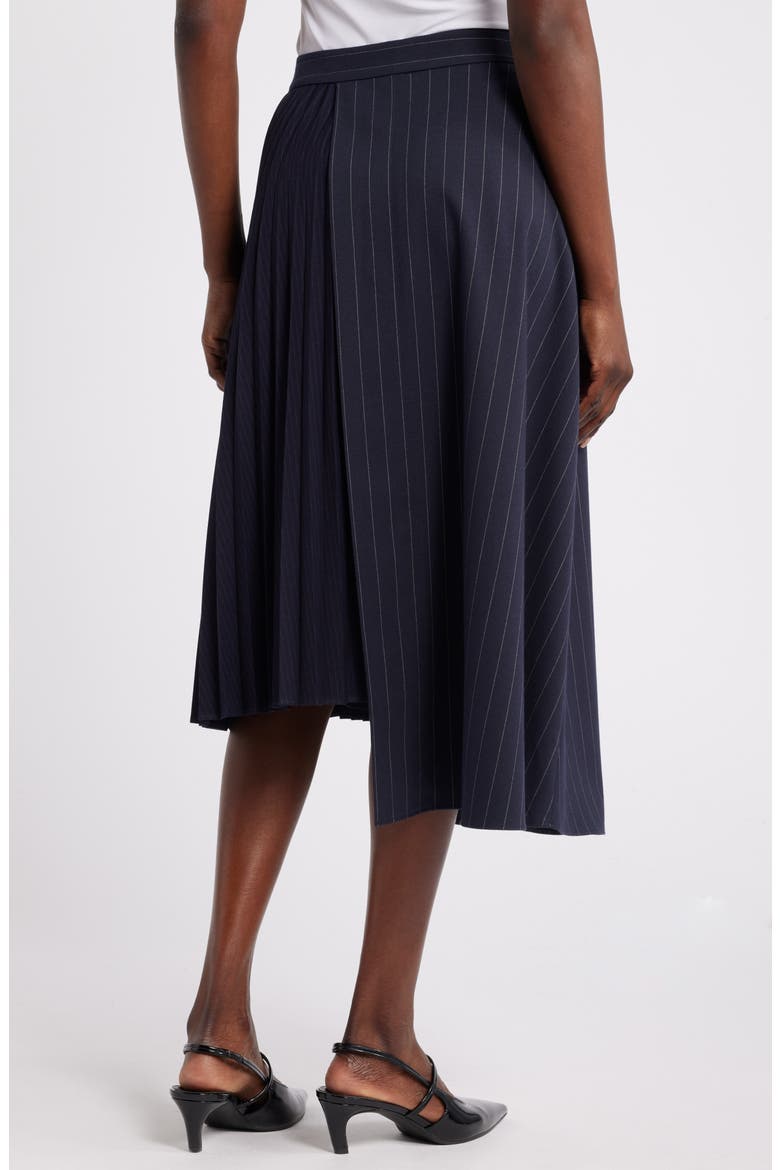 House of Aama Dandy Pleated Skirt, Alternate, color, NAVY- IVORY BRUMMELL PINSTRIPE