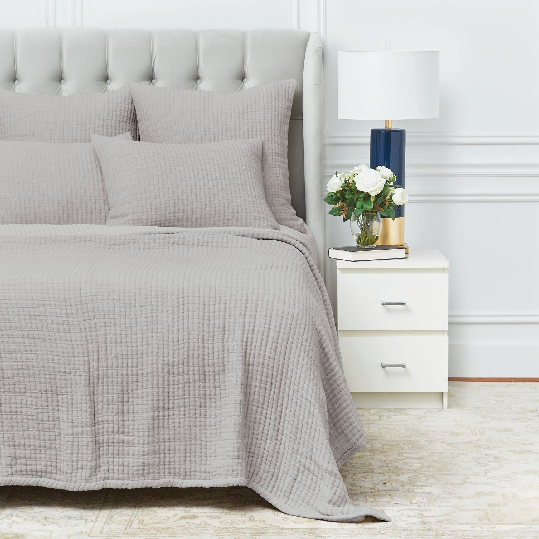 Elisabeth York Lida Ash 100% Cotton King Bed Coverlet In Gray